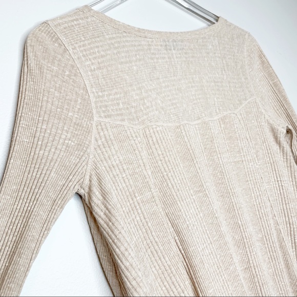 Free People Beach Tan Hi Low Ribbed Cardigan XS - Picture 4 of 7